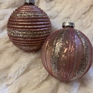 Elegant Pink and Silver Holiday Ornaments